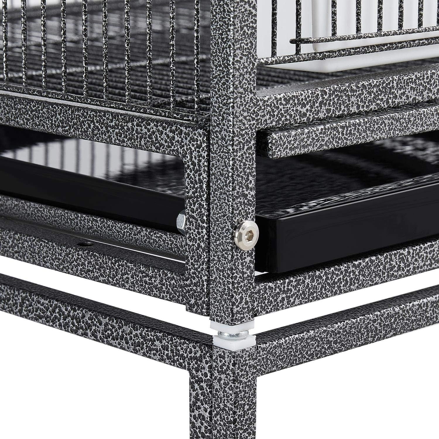 41.5" Stackable Divided Breeder Breeding Parakeet Bird Cage for Canaries Cockatiels Lovebirds Finches Budgies Small Parrots with Rolling Stand, Black